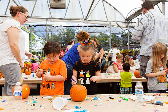 Boy and Girl Decorating Pumpkins Portrait