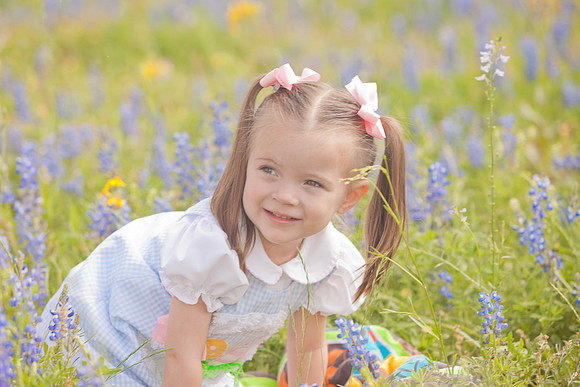 Portrait of Young Girl in Bluebonnets