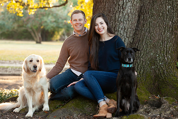 Portrait of Handsome Couple with Dogs