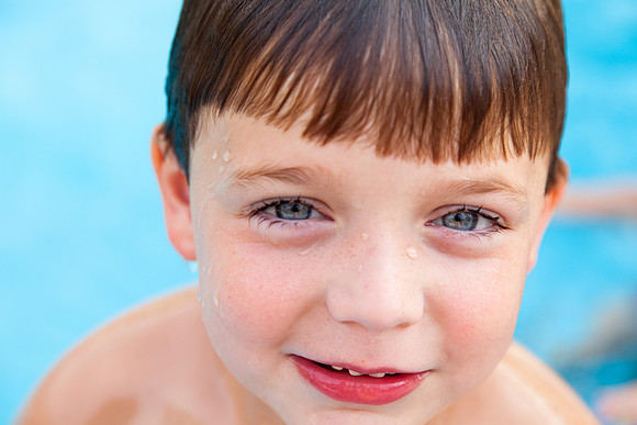 Blue Eyed Boy in Swimming Pool