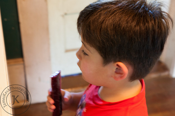 Boy Eating Blueberry Popsicle at Shuqualak Farms