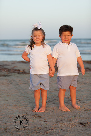 Brother and Sister Holding Hands on the Beach Portrait