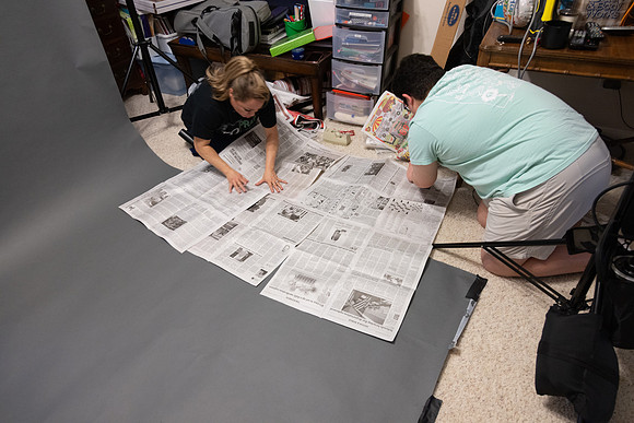 Preparing Newspaper Backdrop