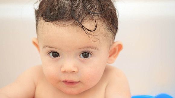 Baby Boy in Bathtub Portrait